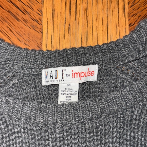 Gray Sweater with Black Lace Detail - Picture 2 of 4